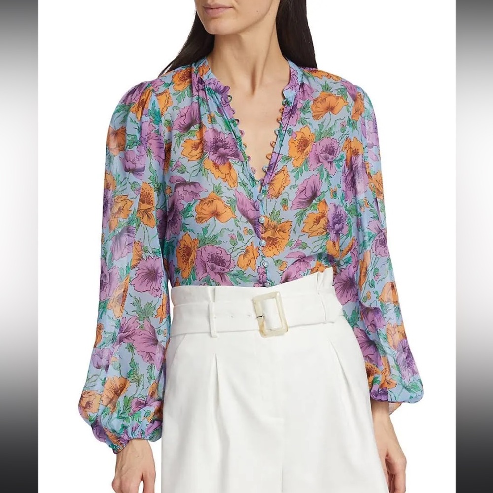 VERONICA BEARD Syden floral-print silk-georgette blouse size 6